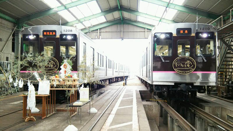 飯坂線１０００系車両の「安全祈願祭」